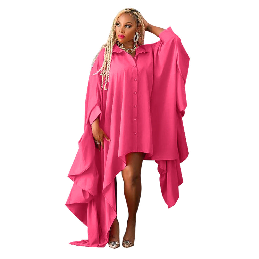 Plus Size Blouse Irregular Batwing Sleeve Dress