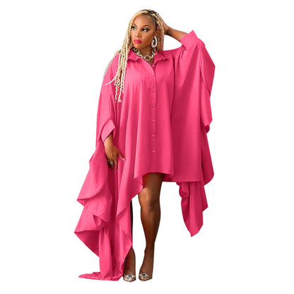 Plus Size Blouse Irregular Batwing Sleeve Dress