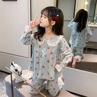 Cartoon Children's Long-sleeved Pajamas Girls Cotton