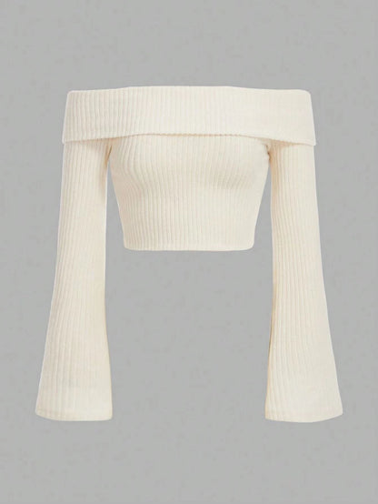 Printed Sexy Lace Thick Long Sleeved T-shirt Knitted Sweater