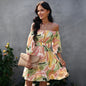 Women's Bow Open Back Print Wrap Dress