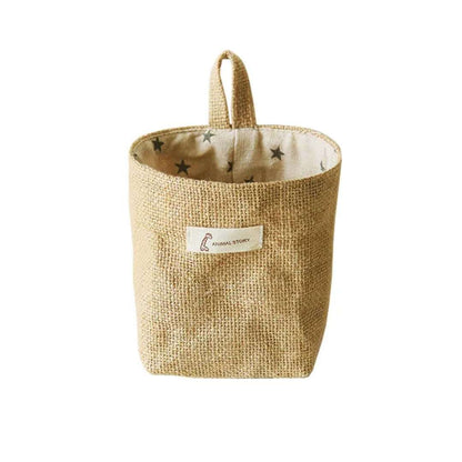 Wall-mounted Desktop Sundries Jute Storage Bag Bathroom S