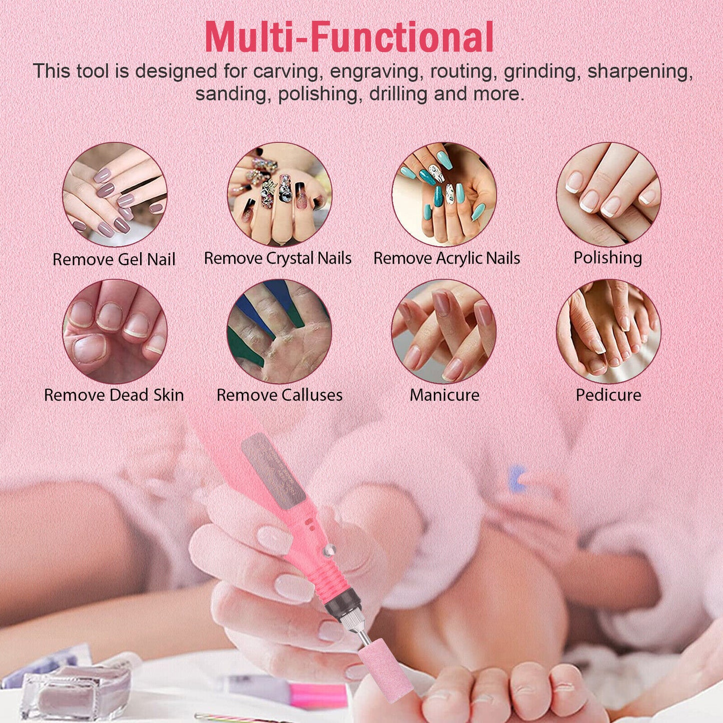 Electric Nail Grinder Polishing Drill Set