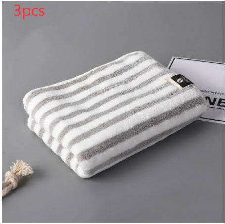 Fashion Coral Fleece Striped Towel Absorbent