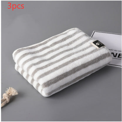 Fashion Coral Fleece Striped Towel Absorbent