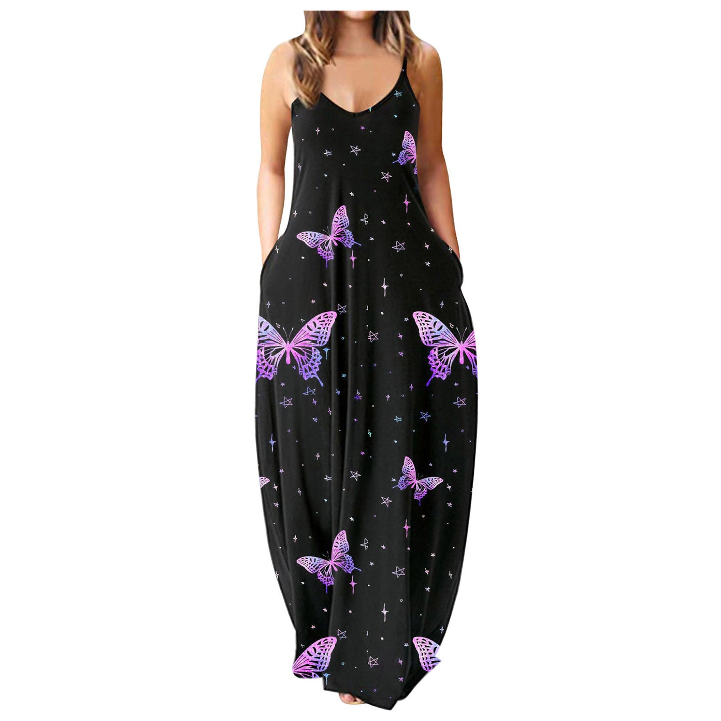 Casual Print Plus Size Sling Long Dress
