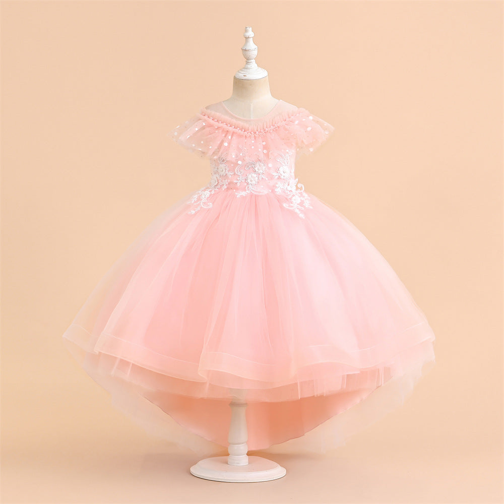 Children's Summer High-end European And American Flower Girl Dress Catwalk Piano Performance