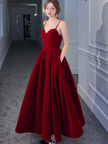 Red Suspender Dress Temperament Backless Wedding Toast Clothes