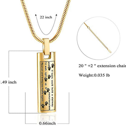 Commemorating Relatives Pet Bones Cylindrical Lettering Urn Necklace Openable