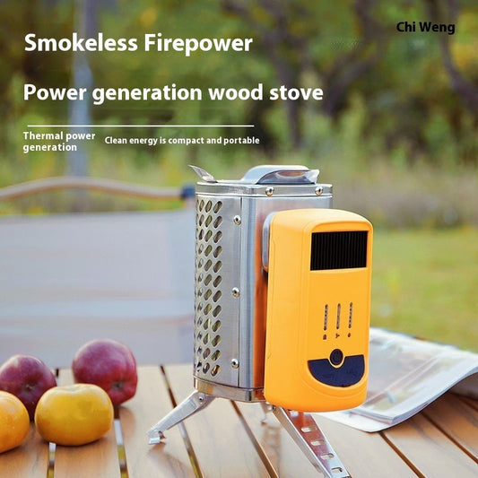 Thermal Power Generation Firewood Stove Outdoor Camping Small Barbecue Stove Rechargeable Portable