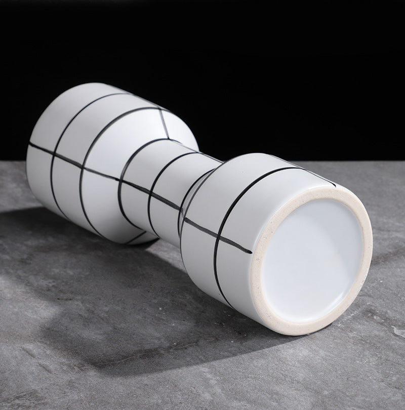 Simple Nordic Minimalism Black And White Striped Ceramic Vase