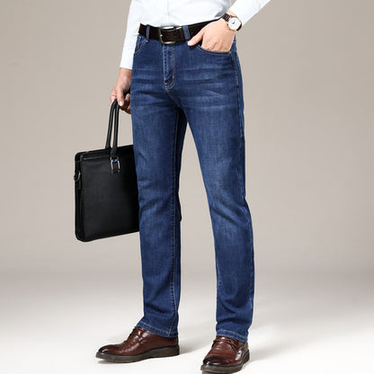 Men'S Straight Loose Elastic Slim Fit Business Casual Korean Style Trendy Plus Size Pants Men