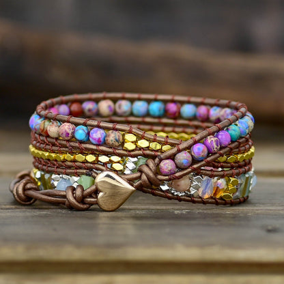 Purple Flower Stone Bracelet Boho