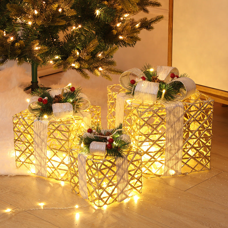 Christmas Tree Decoration Gift Box Decoration With Lights