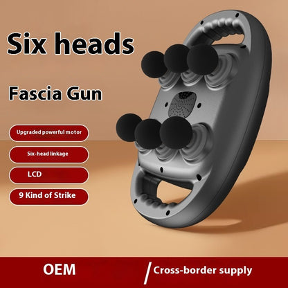 New Six-head Massage Gun Muscle Relax Fascia Grab Deep Muscle-relaxing Tool Neck Cream Deep Massager