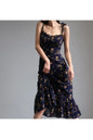 French Girl Retro Pastoral Small Floral Suspenders Slim Dress