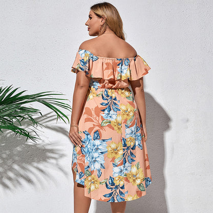 Plus Size Women's Irregular Print Temperament Dress