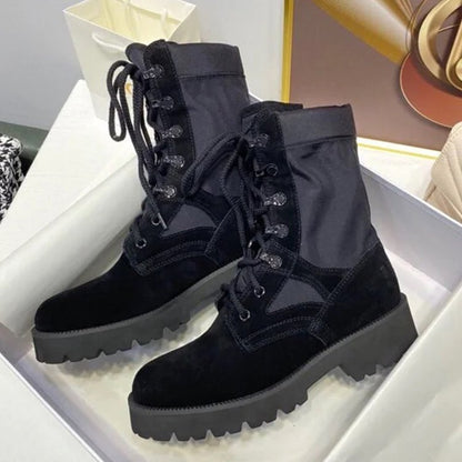 Lace-up Casual Solid Color Martin Boots