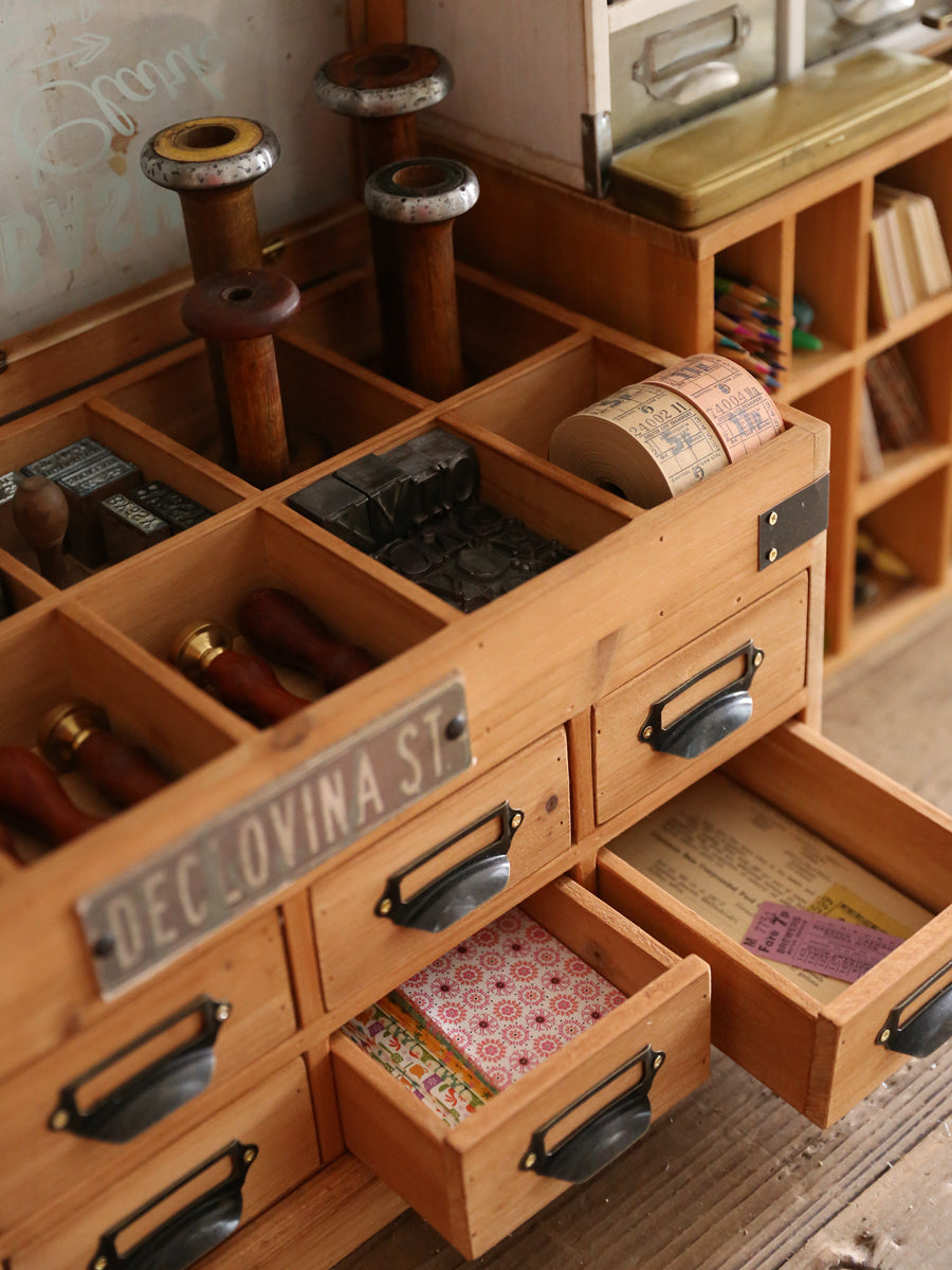 Tape Stamp Sticker Solid Wood Storage Box Retro