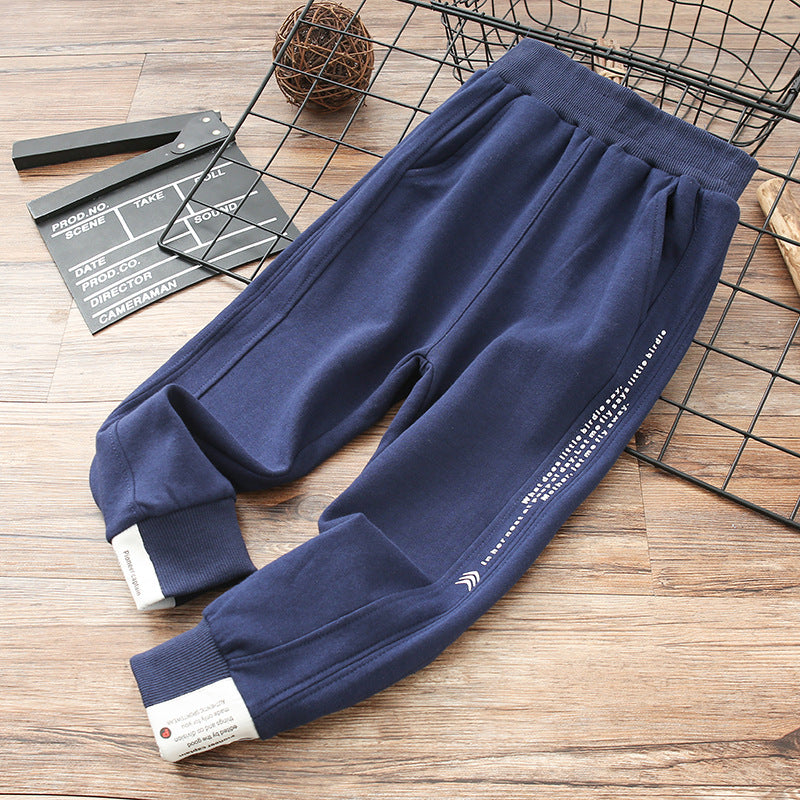 Cotton Sweatpants Big Autumn And Winter Children's All-in-one Fleece Cotton Pants