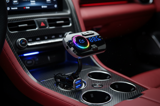 Close-Up Car Bluetooth MP3 Player in Red Sports Car