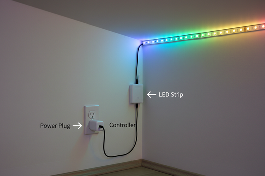 Complete LED Light Strip Setup with All Connections