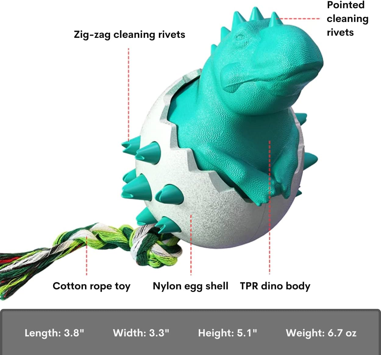 Dog Teething Toy Durable Rubber Chew Toy For Aggressive Chewers Interactive Dog Fetch Toy With Rope