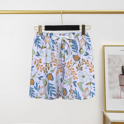 Women's Cotton Silk Pajama Pants Summer Thin Shorts Loose Casual