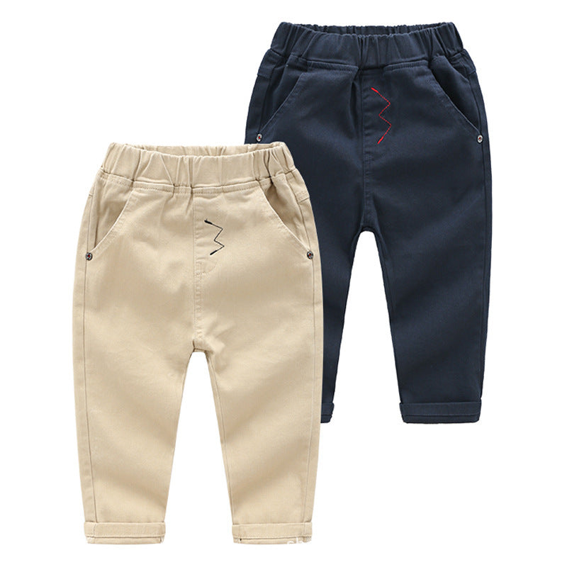 Embroidered Pants Solid Color Soft Children's Pants