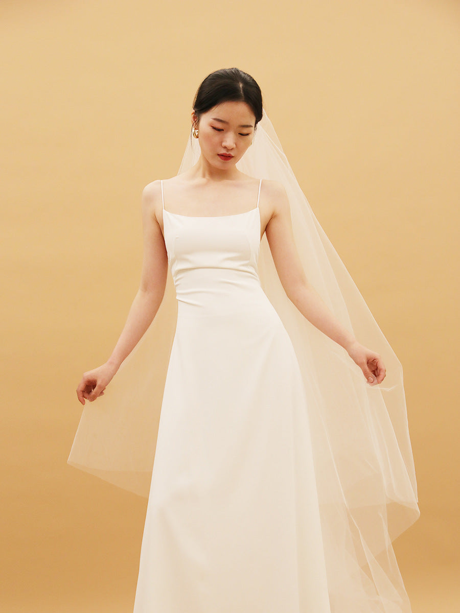 Travel Photo Light Wedding Dress With White Strap