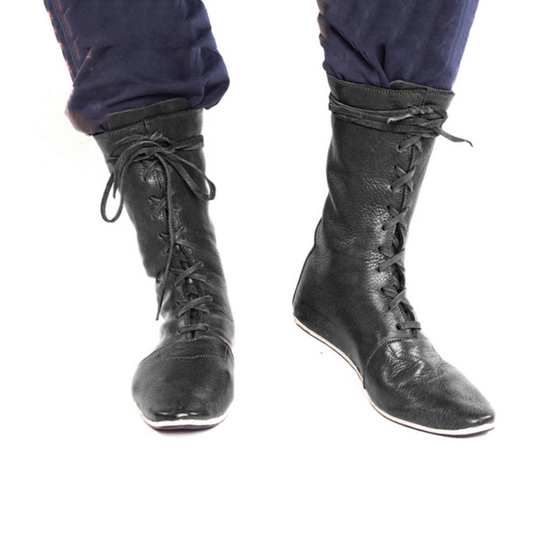 Men's Lace-Up Boots Vintage Pirate Plus Size