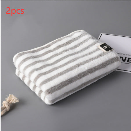 Fashion Coral Fleece Striped Towel Absorbent
