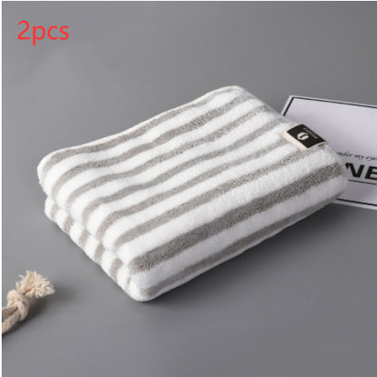 Fashion Coral Fleece Striped Towel Absorbent