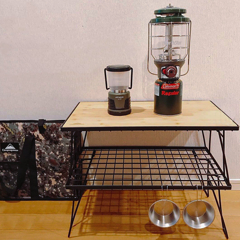 Outdoor Simple Folding Picnic Table Multi-layer Wrought Iron Rack