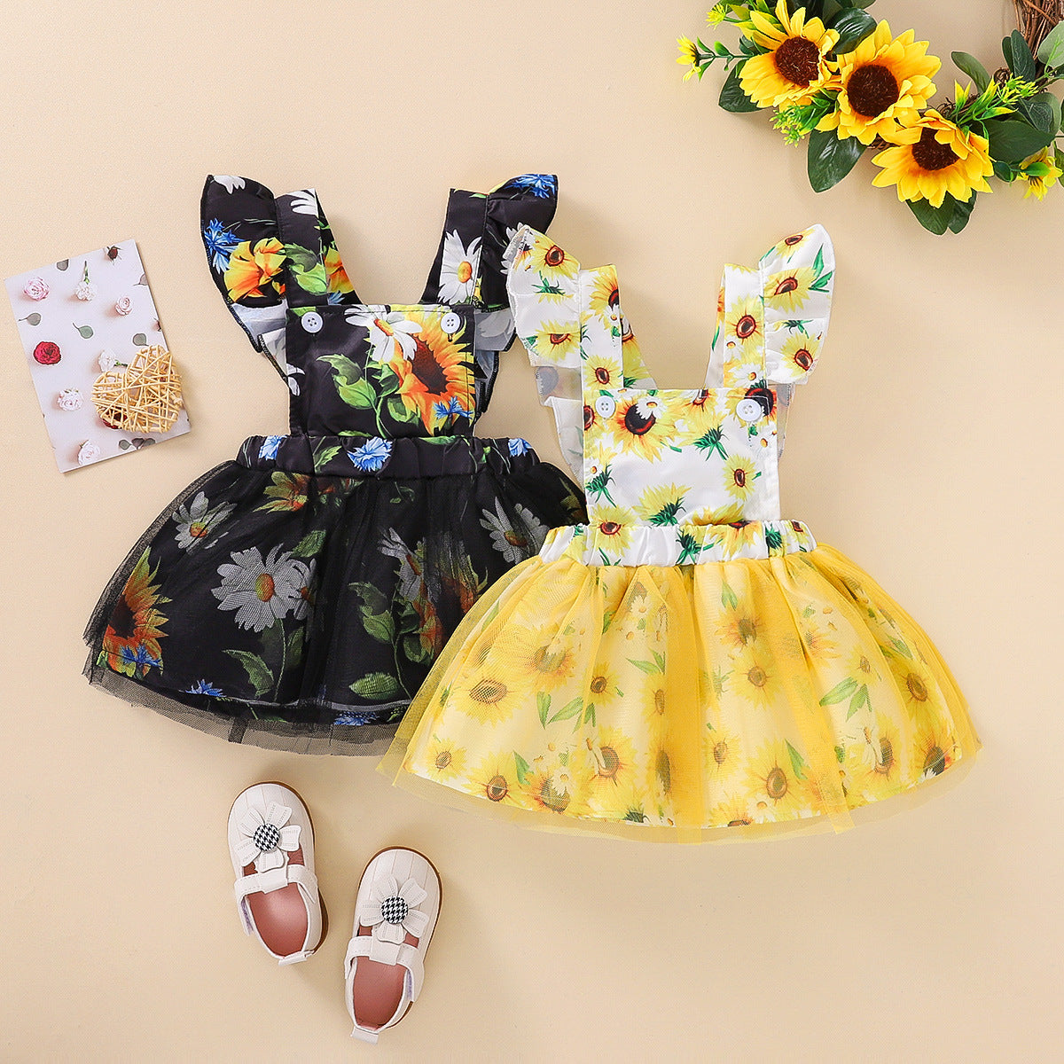 All-match Creative Baby Sunflower Mesh Skirt