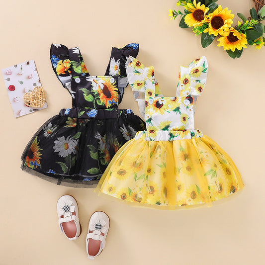 All-match Creative Baby Sunflower Mesh Skirt