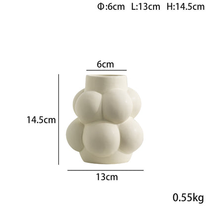 Simple Modern Bubble Ball Ceramic Vase Special-shaped Flower Container High-grade Indoor Soft Decoration