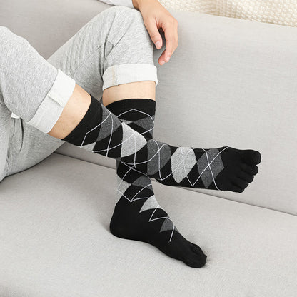 Men's Business High Toe Diamond-shaped Small Dot Vertical Bar Solid Color Socks