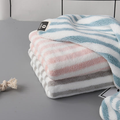 Fashion Coral Fleece Striped Towel Absorbent