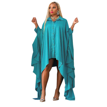 Plus Size Blouse Irregular Batwing Sleeve Dress