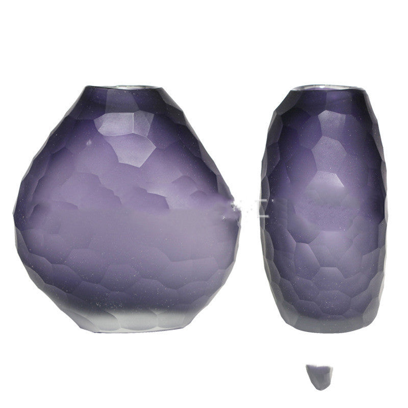 Irregularly Carved Ground Glass Vase Soft Decoration