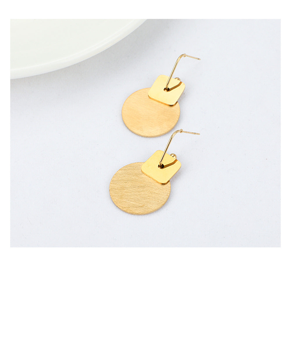 Personalized Long Net Red Earrings Round Brushed Flat Earrings