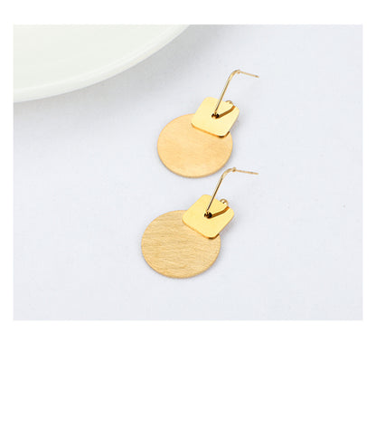 Personalized Long Net Red Earrings Round Brushed Flat Earrings