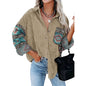 Women's Printed Plus Size Lapel Loose Clip