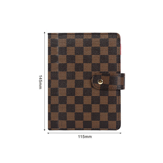 Makaron Loose-leaf Leather Cover Plaid Notebook