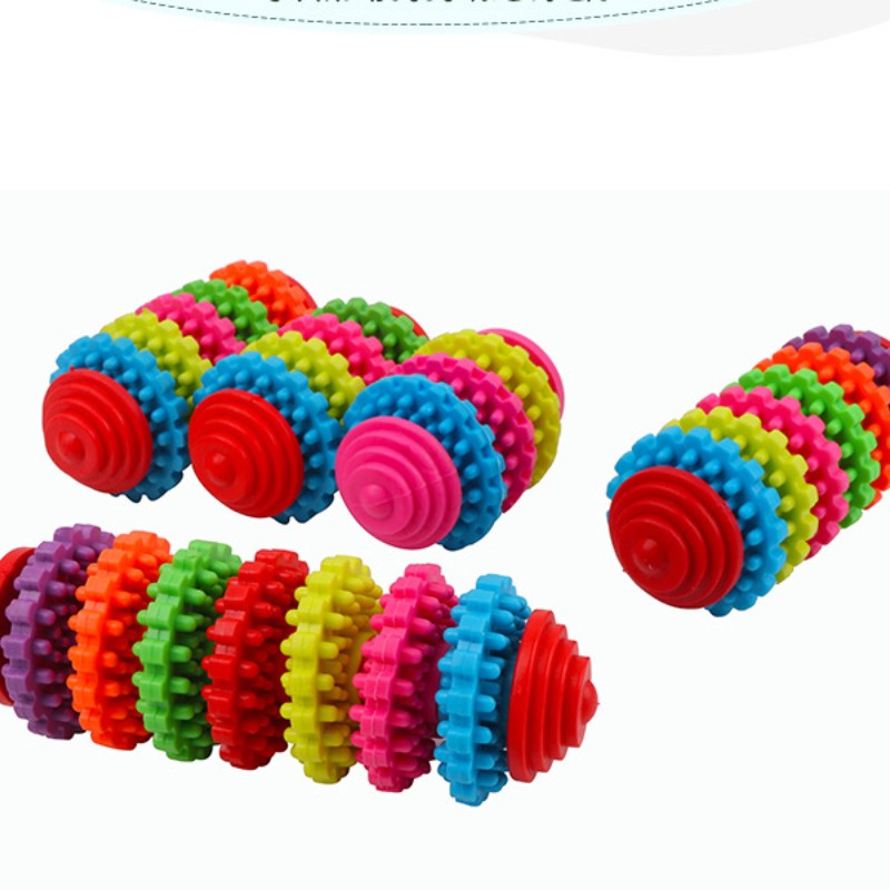 Dog Toy Ball Rubber Gear Colorful Swivel