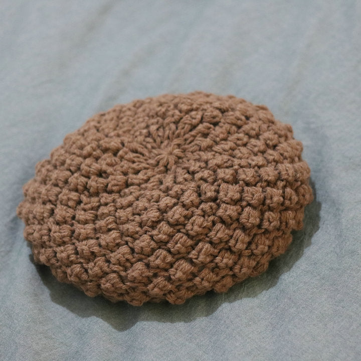 Women's Handmade Preppy Solid Color Knitted Beret