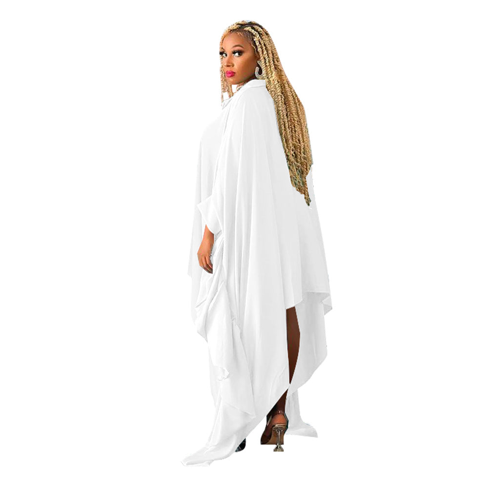 Plus Size Blouse Irregular Batwing Sleeve Dress