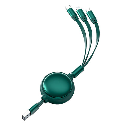 The Data Cable Is Suitable For Apple Android Type-c Three-in-one Silicone Telescopic Charging Cable