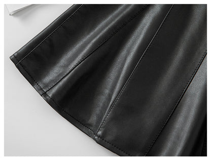 Autumn Winter New Style Children Foreign Style Korean Leather Skirt